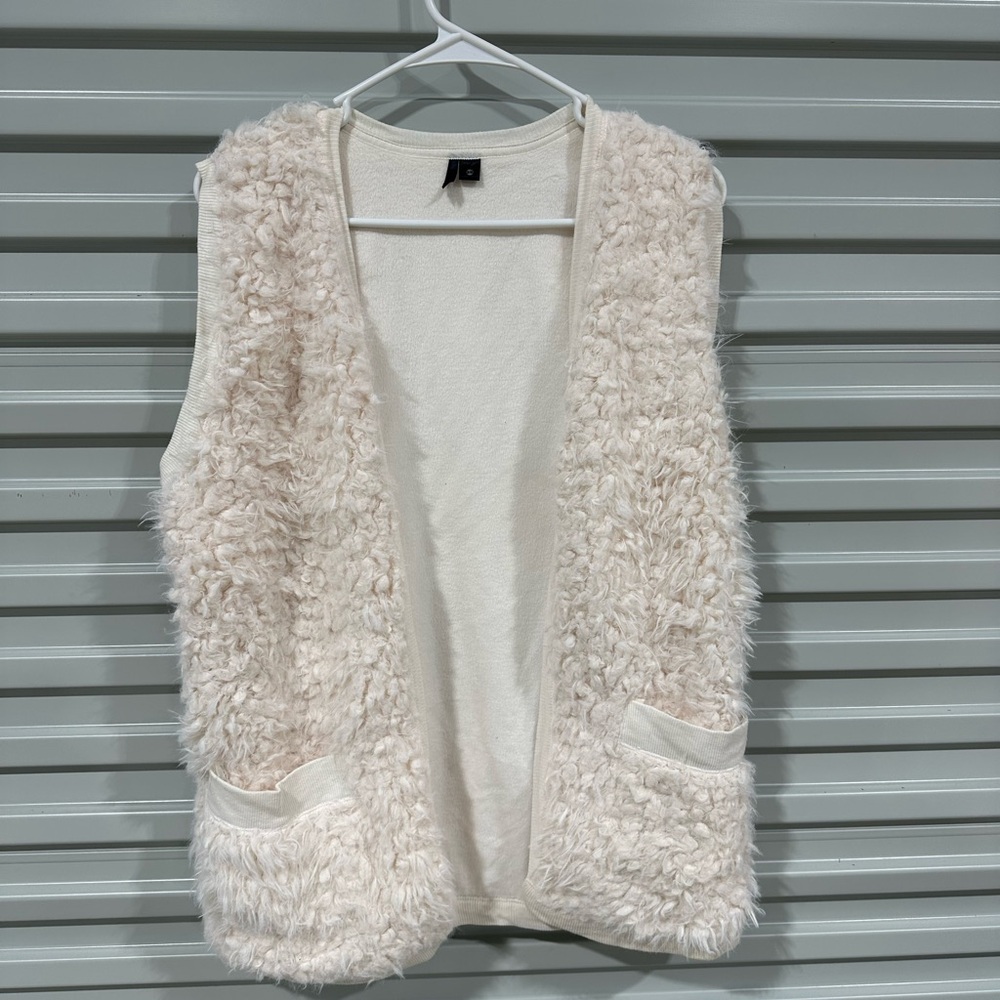 Kensie Cream Faux-Fur Open-Front Vest